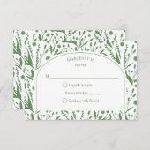 クラシックエレガントSage Greenの植物学結婚科 出欠カード (正面/裏面)
