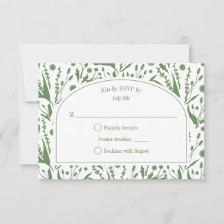 クラシックエレガントSage Greenの植物学結婚科 出欠カード