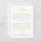 クラシックエレガントSage Green結婚の写真 サンキューカード (裏面)