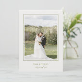 クラシックエレガントSage Green & Beigeの結婚写真 サンキューカード (スタンド正面)