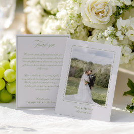 クラシックエレガントSage Green & Beigeの結婚写真 サンキューカード