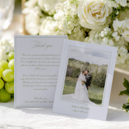 クラシックエレガントSage Green & Blueの結婚写真 サンキューカード