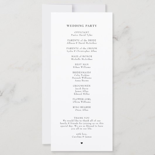 クラシックエレガントScript Front Back結婚式 プログラム (裏面)