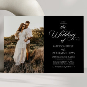 クラシックエレガントScript Minimalist写真結婚の 招待状