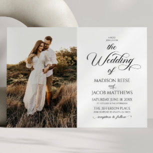 クラシックエレガントScript Minimalist写真結婚の 招待状