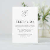クラシックエレガントScript Monogram Wedding Reception エンクロージャーカード (スタンド正面)