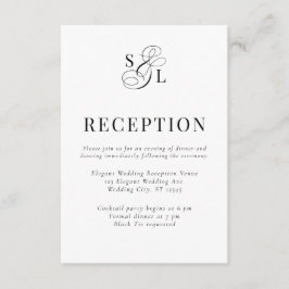 クラシックエレガントScript Monogram Wedding Reception エンクロージャーカード