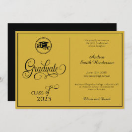 クラシックエレガントScript No Photo Graduation 案内状