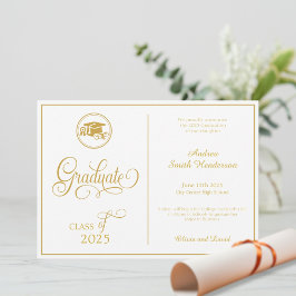 クラシックエレガントScript No Photo Graduation 案内状