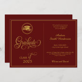 クラシックエレガントScript No Photo Graduation 案内状 (正面/裏面)