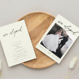クラシックエレガントScript Photo Elopment結婚の 招待状