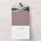クラシックエレガントScript Purple Mauve Photo結婚's オールインワン招待状 (内側)
