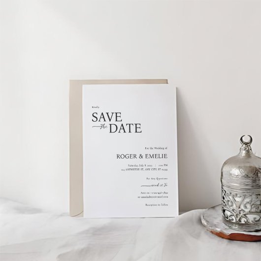 クラシックエレガントScript Wedding日付カードの保存 セーブザデート