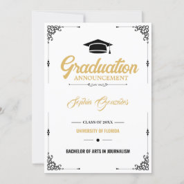 クラシックエレガントScript White Graduation 案内状
