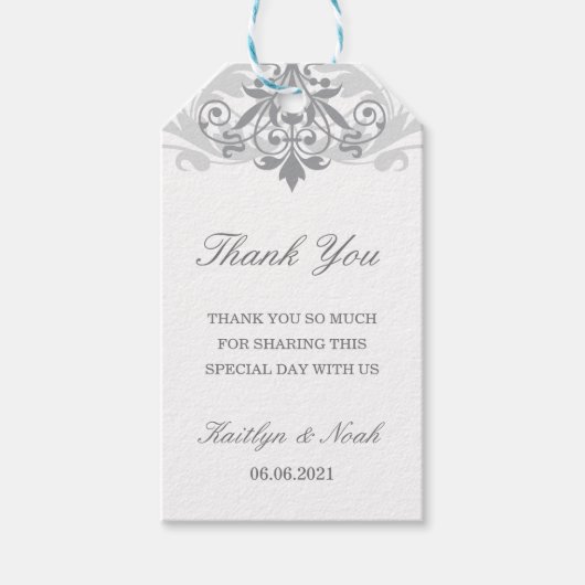 クラシックエレガントSilver 結婚's Thank You ギフトタグ (正面)