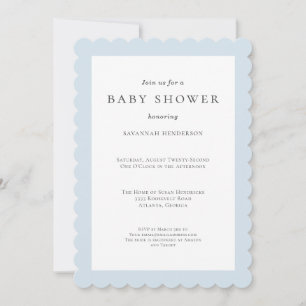 クラシックエレガントWildflower Blue Baby Shower 招待状