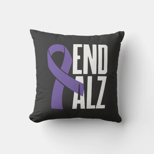 クラシックエンドALZ認識度と紫リボン クッション (正面)