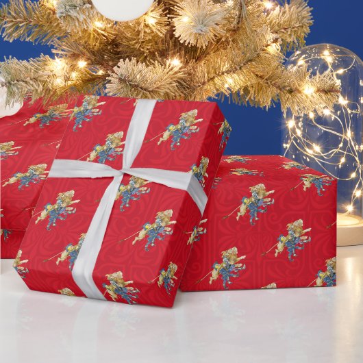 クラシックオズの魔法使いの赤いクリスマス包装紙 ラッピングペーパー (クリスマス)