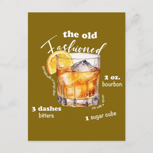 クラシックオファッションドールドレシピカクテルアート ポストカード (正面)