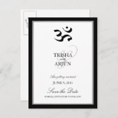 クラシックオムマントラインディアン結婚式の日付を保存 案内ポストカード (正面/裏面)