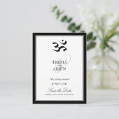 クラシックオムマントラインディアン結婚式の日付を保存 案内ポストカード (スタンド正面)