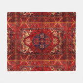 クラシックオリエンタルラグデザイン-   暖色 フリースブランケット (正面(横))