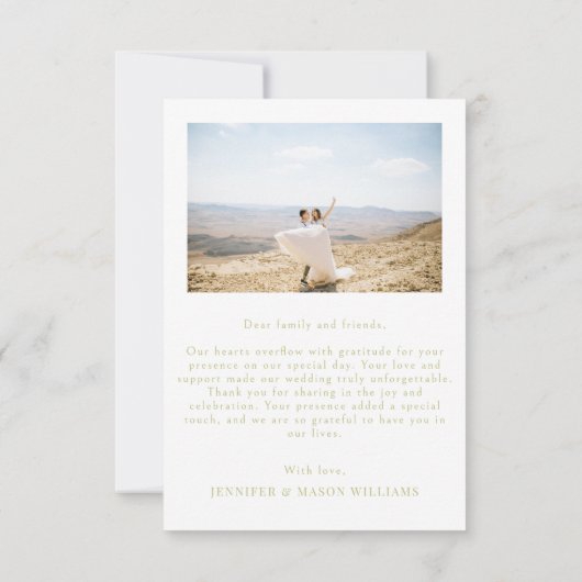 クラシックオリーブグリーンのチューリップ結婚フローラの写真 サンキューカード (裏面)