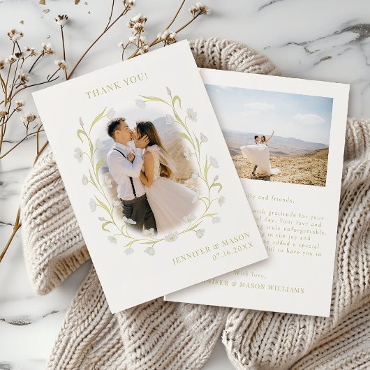 クラシックオリーブグリーンのチューリップ結婚フローラの写真 サンキューカード