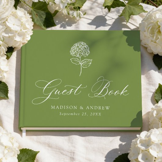 クラシックオリーブグリーンアジサイ ウェディング ゲストブック