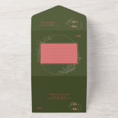 クラシックオリーブグリーン赤面ミニマル結婚リスト オールインワン招待状 (外側)