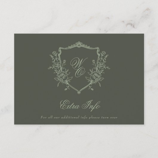 クラシックオリーブセージリース詳細エレガントウェディング エンクロージャーカード (正面)