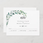 クラシックオリーブ葉RSVPバジェットハガキ ポストカード (正面/裏面)
