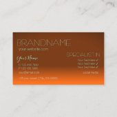 クラシックオレンジとティール(緑がかった色)シック鏡文字モダン 名刺 (裏面)