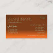 クラシックオレンジとティール(緑がかった色)鏡文字モノグラム 名刺 (裏面)