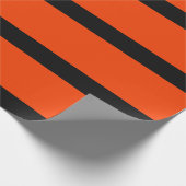 クラシックオレンジとブラックペンシルストライプハロウィン ラッピングペーパー (角)