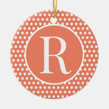 クラシックオレンジイニシャル水玉模様