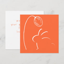 クラシックオレンジホワイトバニーフラワーイースターカード