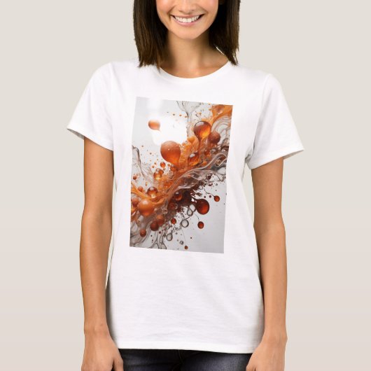 クラシックオレンジ抽象芸術アートプリント Tシャツ (正面)