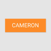 クラシックオレンジ色の名前タグ磁気またはピン3x1プリント 名札 (正面)