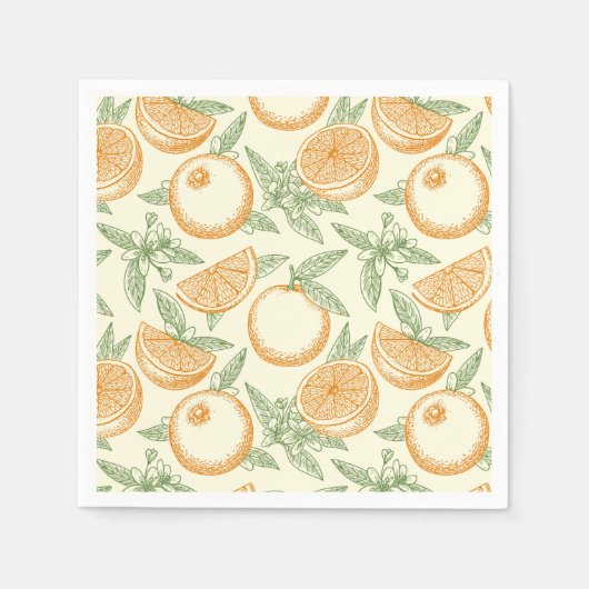 クラシックオレンジ色の果実 スタンダードカクテルナプキン (正面)