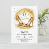 クラシックオンライン金ゴールド40歳の誕生日 招待状 (スタンド正面)
