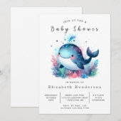 クラシックオンライン鯨ベビーシャワー 招待状 (正面/裏面)