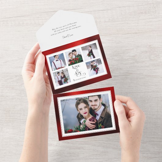 クラシックオーダーメイドの愛と喜びタイポグラフィ数々の – 写真 オールインワン招待状 (貼ってはがせる)