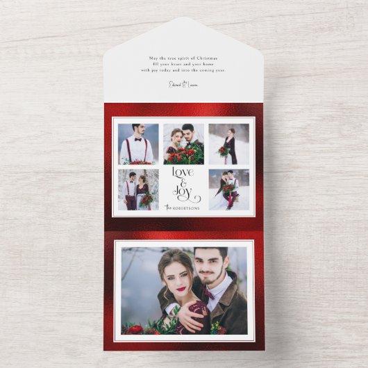 クラシックオーダーメイドの愛と喜びタイポグラフィ数々の – 写真 オールインワン招待状 (内側)