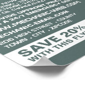 クラシックオートバイ、自動整備士&修理広告 ポスター (角)