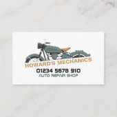 クラシックオートバイ、自動整備士&修理 名刺 (正面)