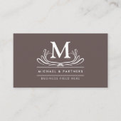 クラシックオーナメントイニシャルオン茶素朴色 名刺 (正面)