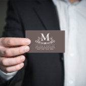 クラシックオーナメントイニシャルオン茶素朴色 名刺