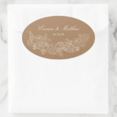クラシックオーナメントゴールデン結婚ブラウンのロゴ 楕円形シール (バッグ)