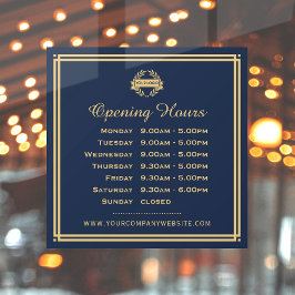 クラシックオープニングアワーズ ビジネス ロゴ ネイビー ゴールド ウィンドウサイン